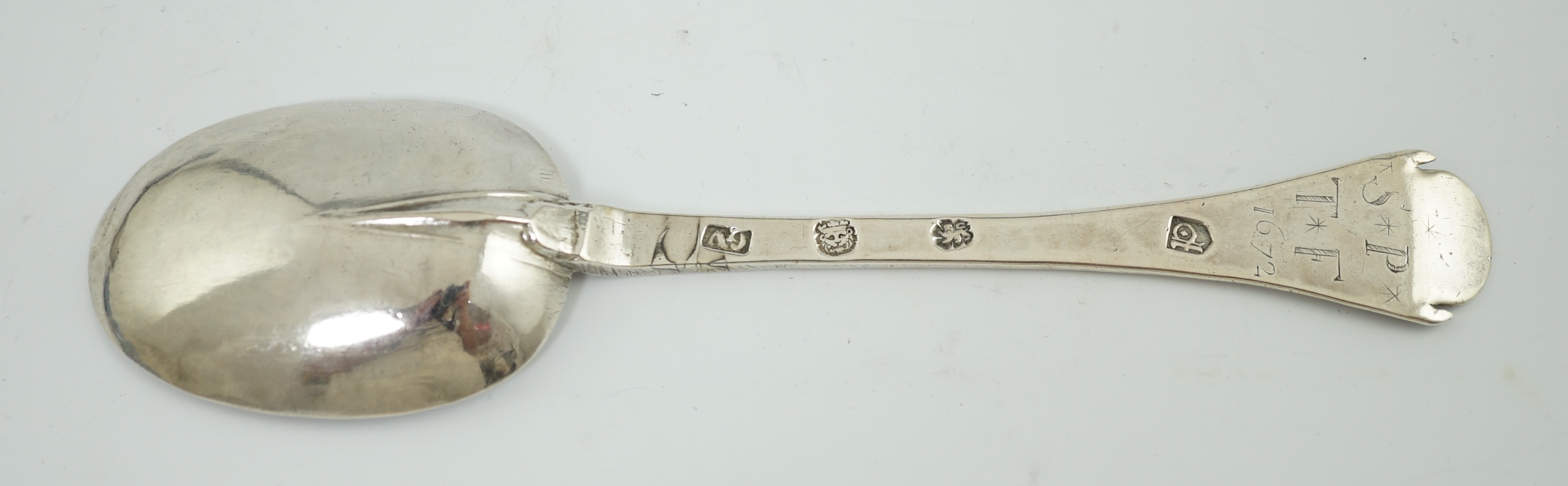 A Charles II silver trefid spoon, maker's mark GV